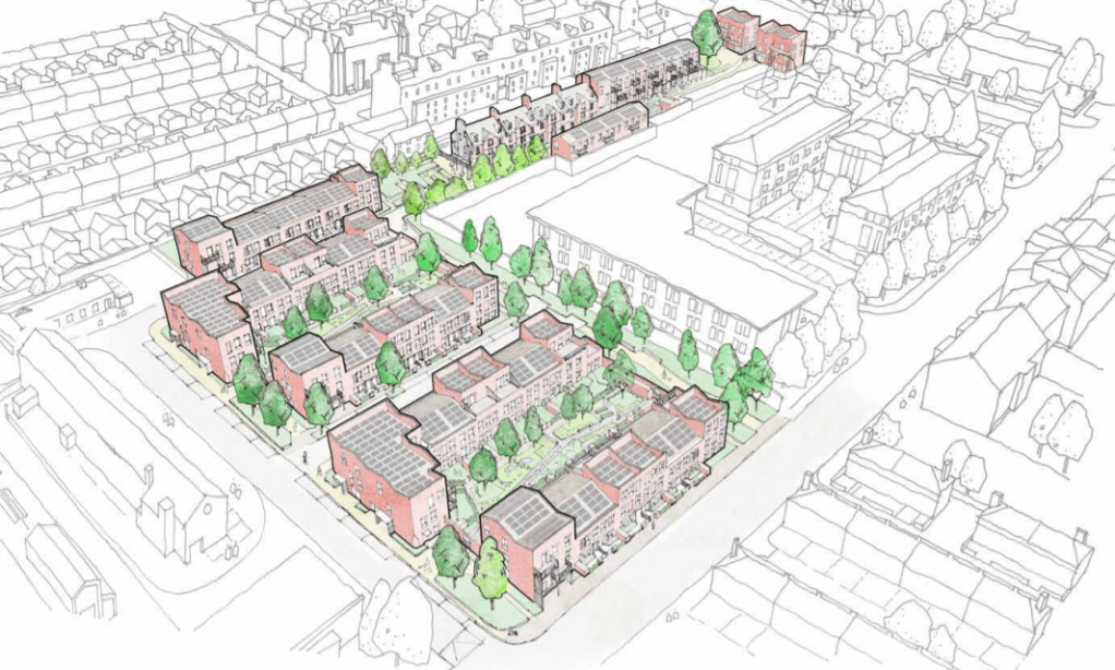 Aerial view of the Ordnance Lane development by Mikhail Riches